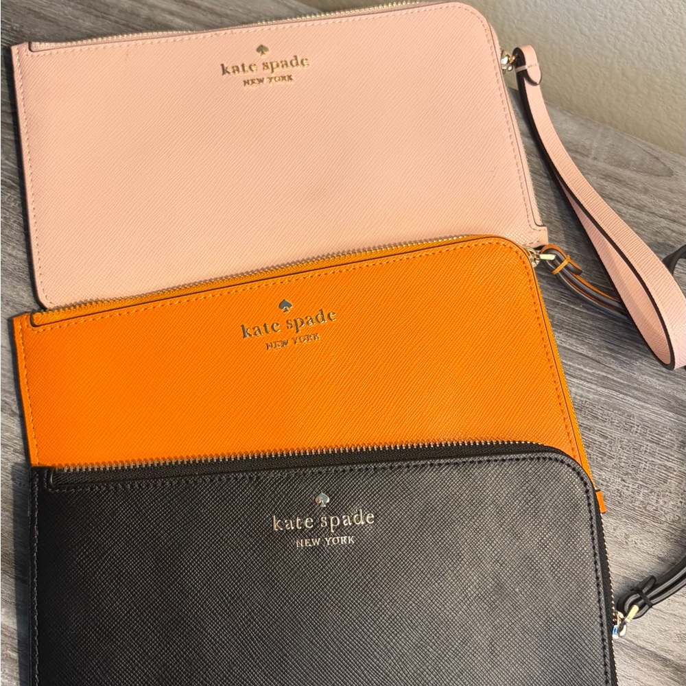 kate spade Trio Zip Wristlet Set — Blush, Orange, Black